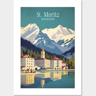 Saint Moritz,Switzerland Ski Travel Poster Posters and Art